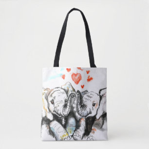 Niedlicher Couple Elephant Tote Bag