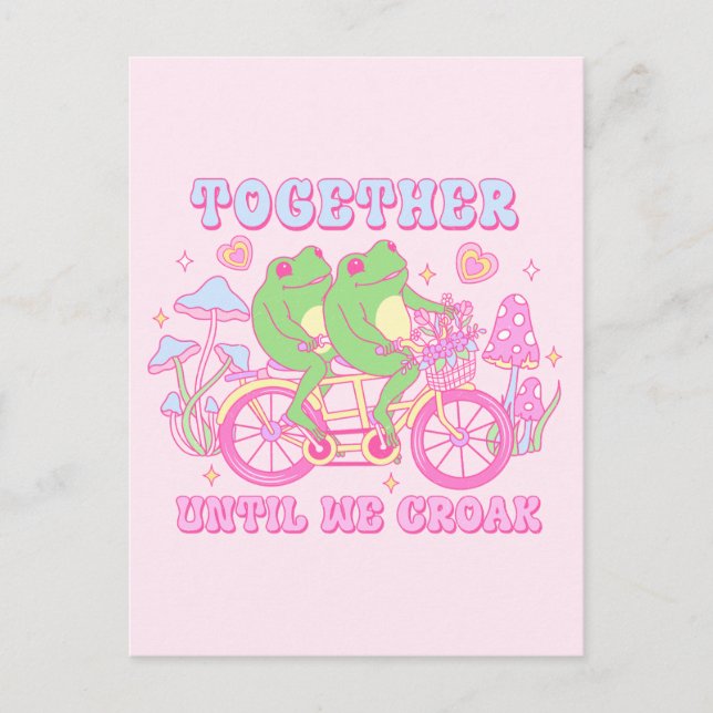 Niedlicher Couple Frog - Zusammen, bis wir Croak h Postkarte (Vorderseite)