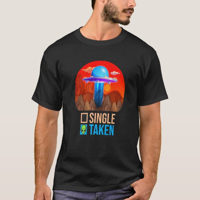 Niedlicher Couple Single oder Alien UFO Valentine T-Shirt (Vorderseite)