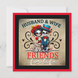 Niedlicher Couple Sugar Skull Feiertagskarte