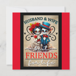 Niedlicher Couple Sugar Skull Feiertagskarte