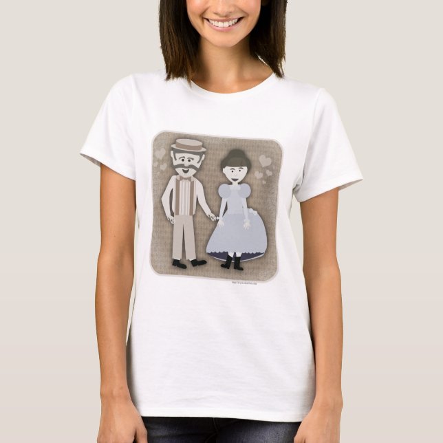 niedlicher Couple Viktorianisch Style Cartoon der  T-Shirt (Vorderseite)