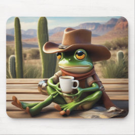 Niedlicher Cowboy Frosch mit Kaffee-Maus-Pad Mousepad