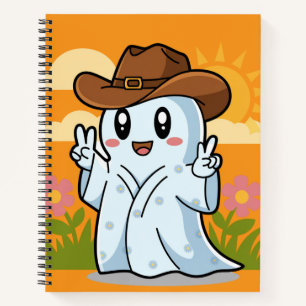 Niedlicher Cowboy-Geist zu Halloween-Fun-Dekoratio Notizbuch