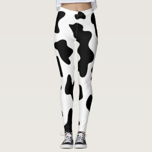 niedlicher Cowboy Schwarz-Weiß-Kuh-Druck Leggings