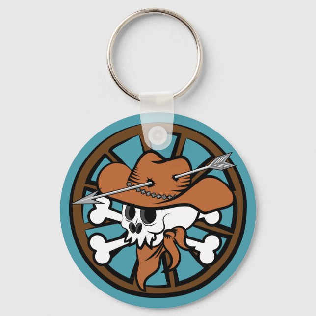 Niedlicher Cowboy Skull und Crossbones Schlüsselanhänger (Vorderseite)