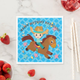 Niedlicher Cowboy und Pferde Western Geburtstag Serviette