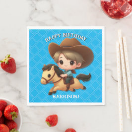 Niedlicher Cowboy und Pferde Western Geburtstag Serviette