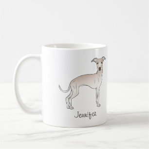 Niedlicher, cremiger, griechischer Cartoon-Hund Kaffeetasse