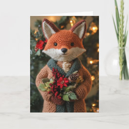 Niedlicher Crocheted Christmas Fox Feiertagskarte
