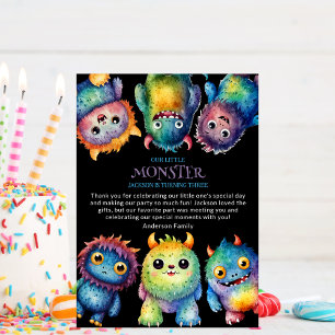 Niedlicher Cudful Kleine Monster Kindergeburtstag Dankeskarte