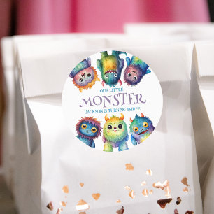Niedlicher Cudful Kleine Monster Kindergeburtstag Runder Aufkleber