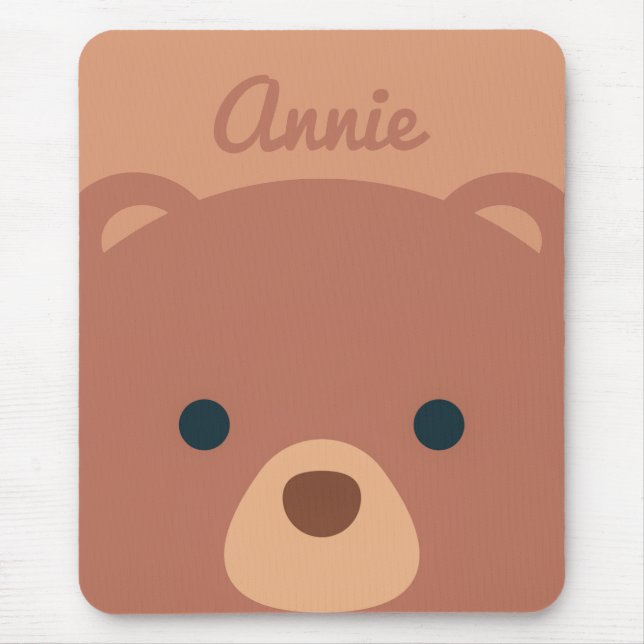 Niedlicher Cudly Brown Bear Individuelle Name | Ma Mousepad (Vorne)