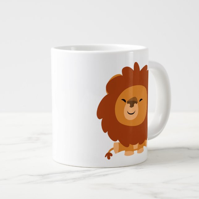 Niedlicher Cudly Cartoon Lion Jumbo Tasse (Vorderseite Rechts)