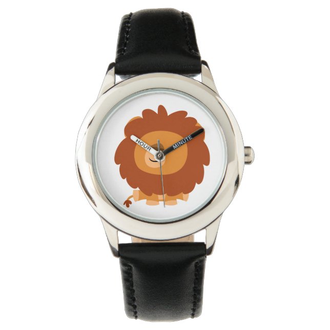 Niedlicher Cudly-Cartoon Lion Watch Armbanduhr (Vorderseite)