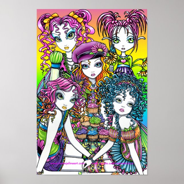 Niedlicher Cup Cake Rainbow Fairies Party Poster (Vorne)