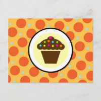 Niedlicher Cupcake auf orangefarbenen, gelben Polk