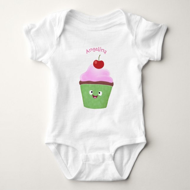 Niedlicher Cupcake Cartoon Baby Strampler (Vorderseite)