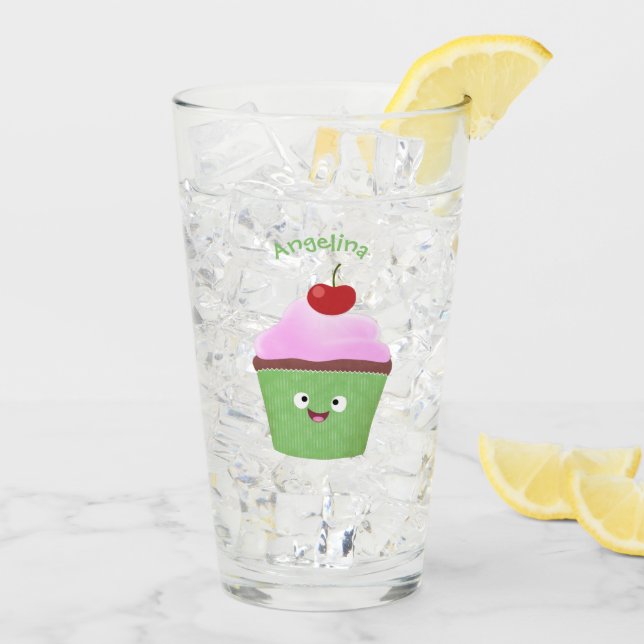 Niedlicher Cupcake Cartoon Glas (Rückseite Ice)