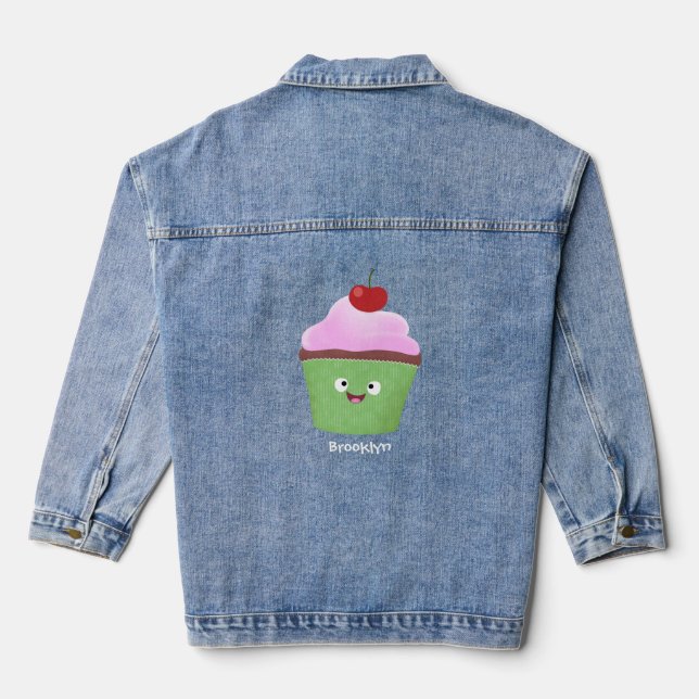 Niedlicher Cupcake Cartoon Jeansjacke (Rückseite)