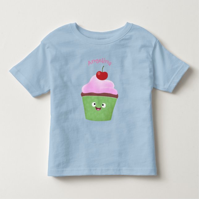 Niedlicher Cupcake Cartoon Kleinkind T-shirt (Vorderseite)