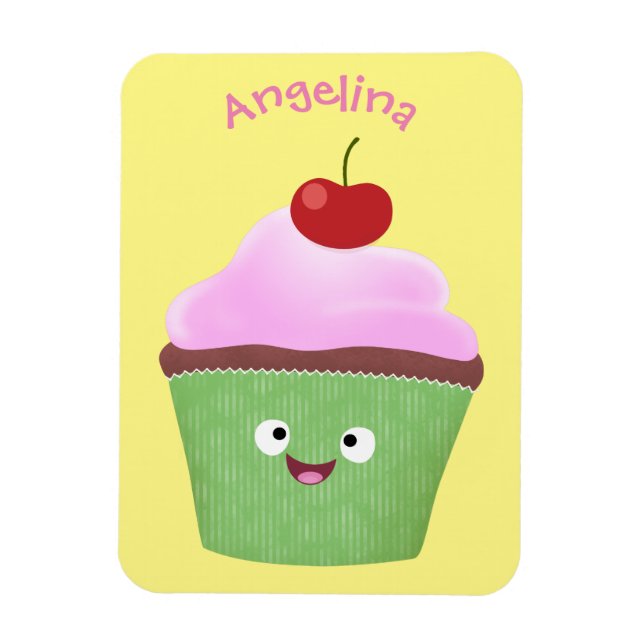 Niedlicher Cupcake Cartoon Magnet (Vertikal)