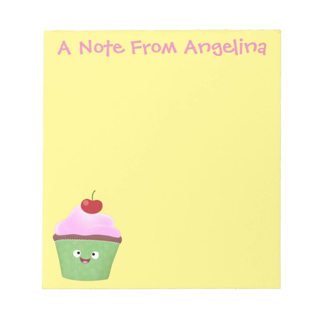 Niedlicher Cupcake Cartoon Notizblock (Vorderseite)