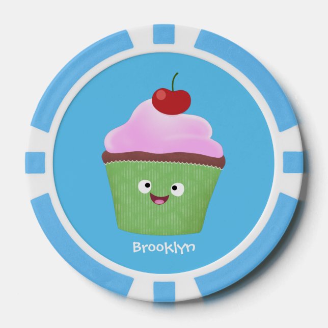 Niedlicher Cupcake Cartoon Pokerchips (Vorderseite)