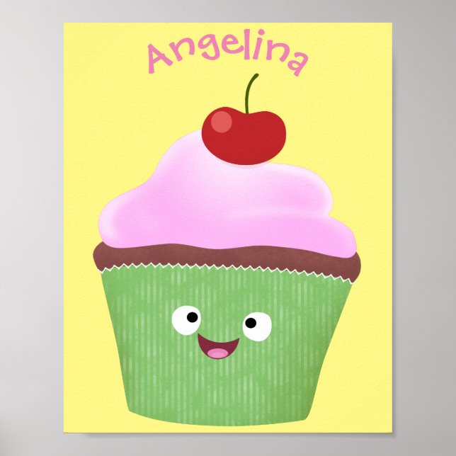 Niedlicher Cupcake Cartoon Poster (Vorne)