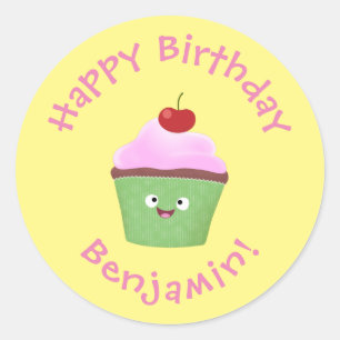 Niedlicher Cupcake Cartoon Runder Aufkleber
