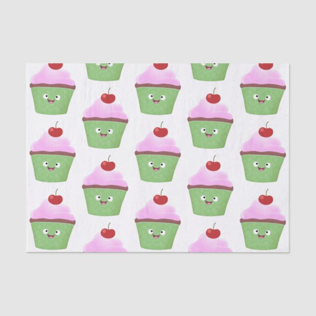 Niedlicher Cupcake Cartoon Seidenpapier (Vorderseite)