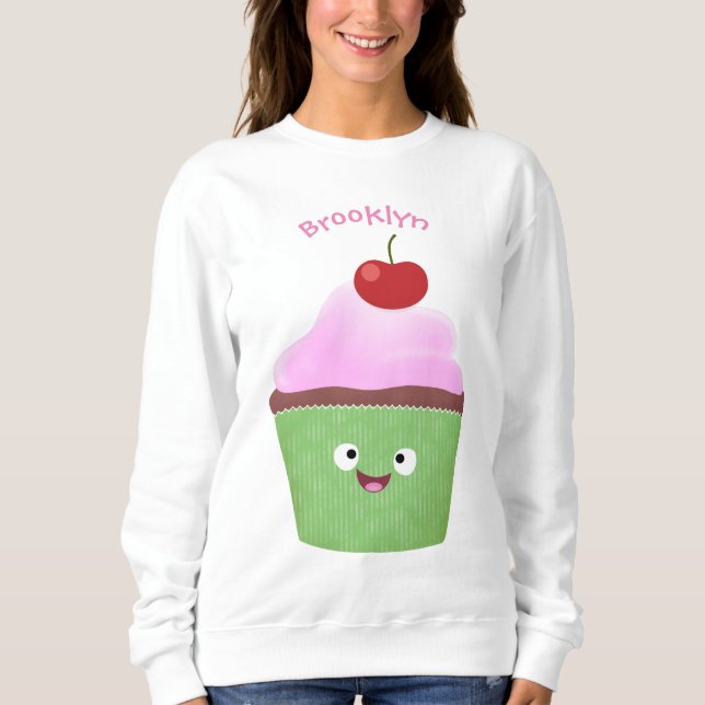 Niedlicher Cupcake Cartoon Sweatshirt (Vorderseite)