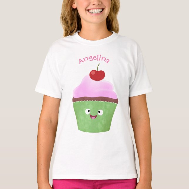 Niedlicher Cupcake Cartoon T-Shirt (Vorderseite)