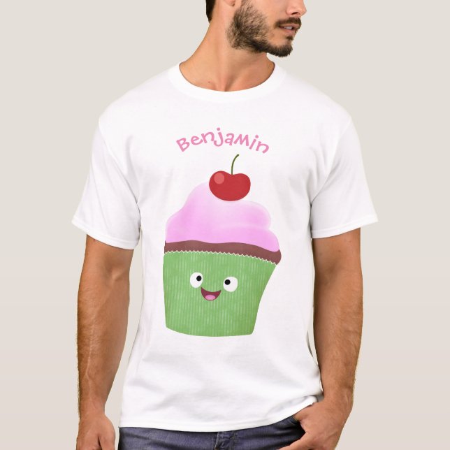 Niedlicher Cupcake Cartoon T-Shirt (Vorderseite)