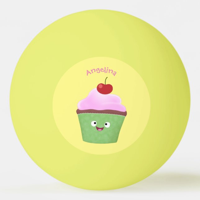 Niedlicher Cupcake Cartoon Tischtennisball (Vorderseite)