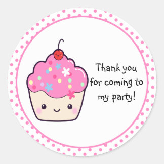 Niedlicher Cupcake Danke Runder Aufkleber