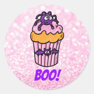 Niedlicher Cupcake mit Monster Halloween individue Runder Aufkleber