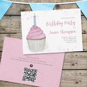 Niedlicher Cupcake QR Code Social Media Einfach Einladung