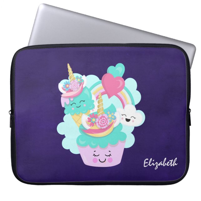 Niedlicher Cupcake und Happy Ice Creme Laptopschutzhülle (Vorderseite)