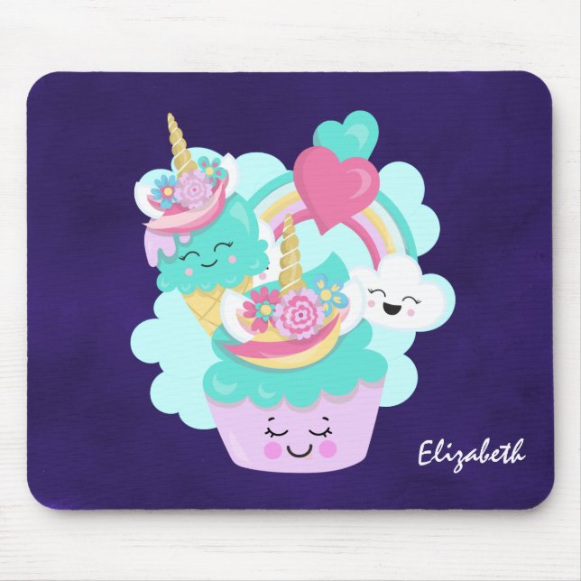 Niedlicher Cupcake und Happy Ice Creme Mousepad (Vorne)