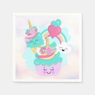 Niedlicher Cupcake und Happy Ice Creme Serviette