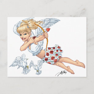 Niedlicher Cupid Angel mit Liebe Arrow von Al Rio Postkarte