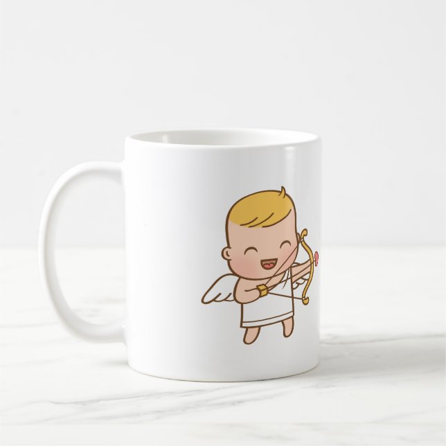 Niedlicher Cupid Bow Shoots Liebe Arrow Valentinst Tasse (Links)