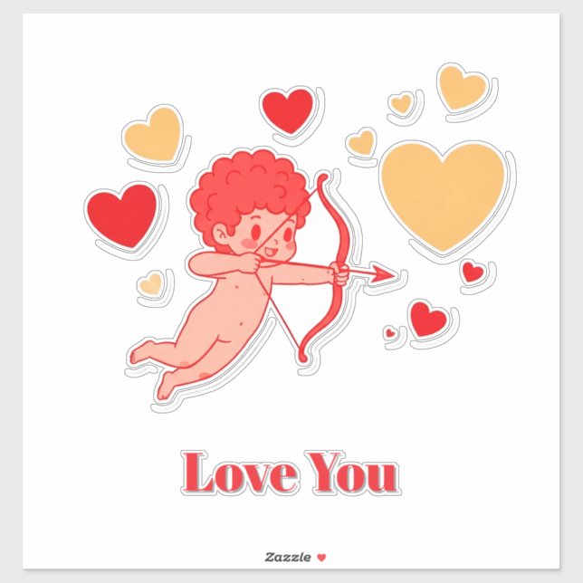 Niedlicher Cupid mit Bogen und Pfeil Aufkleber (Blatt)