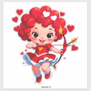 Niedlicher Cupid mit Bogen und Pfeil Aufkleber
