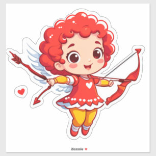 Niedlicher Cupid mit Bogen und Pfeil Aufkleber