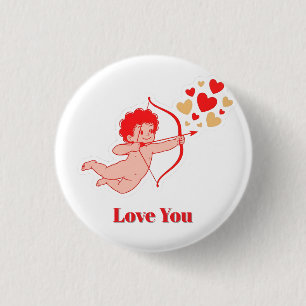 Niedlicher Cupid mit Bogen und Pfeil Button