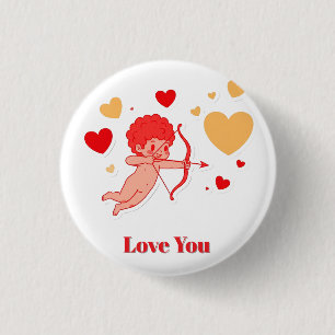 Niedlicher Cupid mit Bogen und Pfeil Button