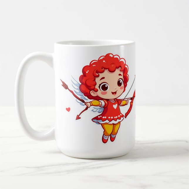 Niedlicher Cupid mit Bogen und Pfeil Kaffeetasse (Links)