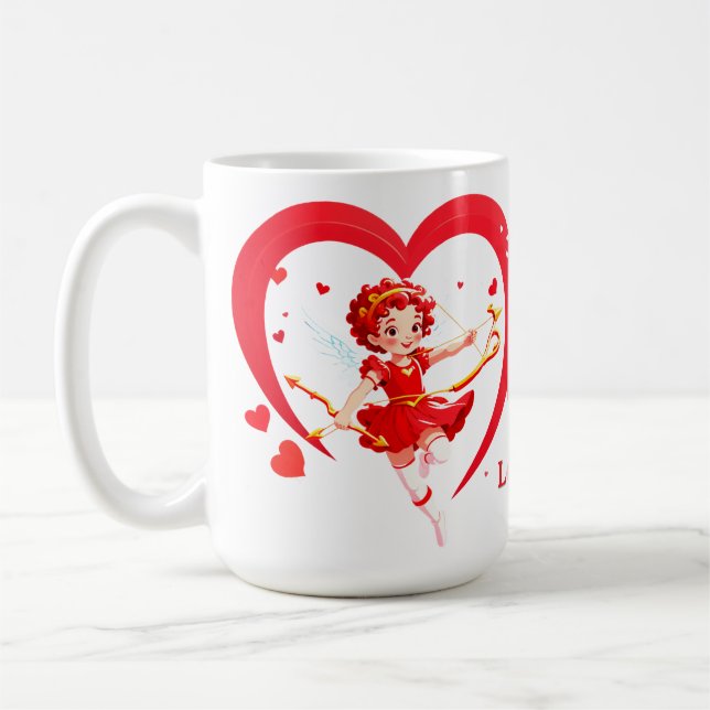 Niedlicher Cupid mit Bogen und Pfeil Kaffeetasse (Links)